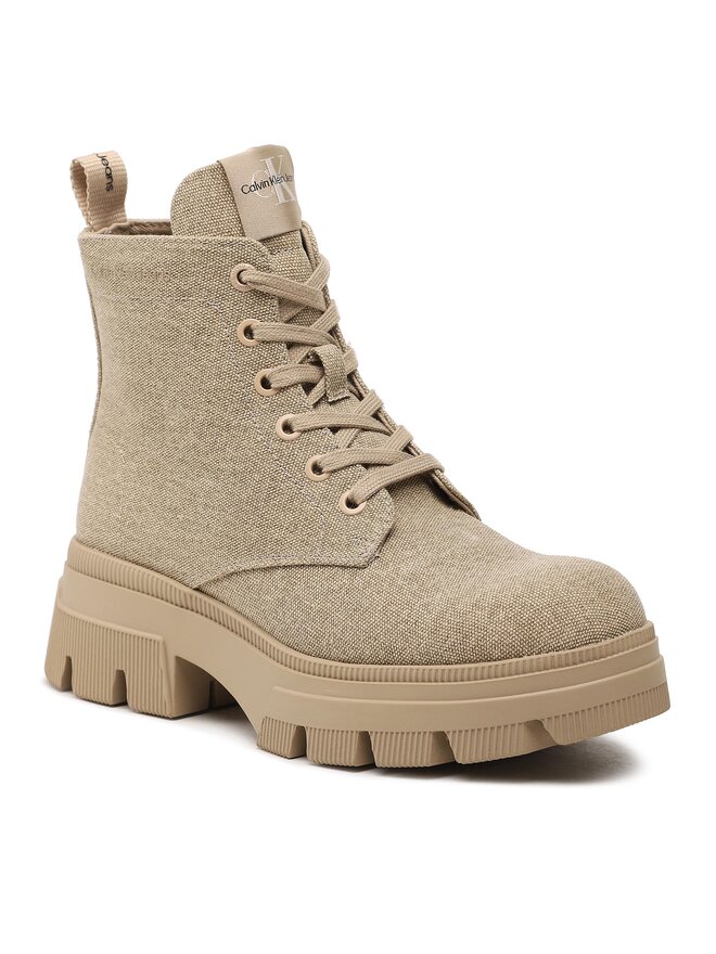 Calvin Klein Jeans Schnürstiefeletten Calvin Klein Jeans Chunky Combat Laceup Boot Co YW0YW01239 Beige
