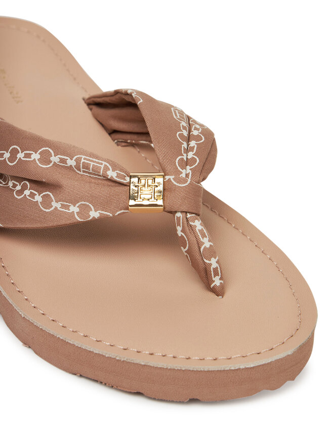 Tommy Hilfiger Σαγιονάρες Tommy Hilfiger Th Chain Print Elevated Sandal FW0FW08519 Μπεζ
