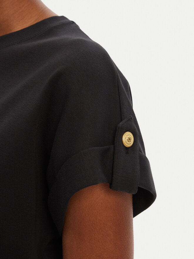 Tommy Hilfiger Tommy Hilfiger Marškinėliai Gold Button WW0WW45628 Juoda Regular Fit
