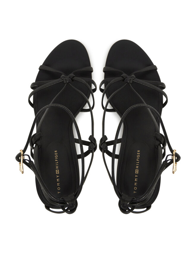 Tommy Hilfiger Sandały Tommy Hilfiger Leather Knots Wedge Sandal FW0FW08417 Czarny