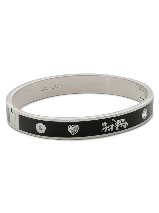 Coach Bransoletka Coach Enamel Horse & Carriage Hinged Bangle Bracelet 37479035RHO003 Srebrny