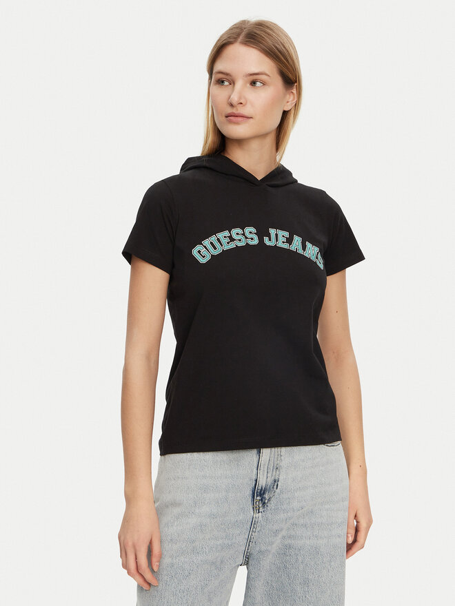 Guess Guess Marškinėliai W5GP28 J1314 Juoda Regular Fit