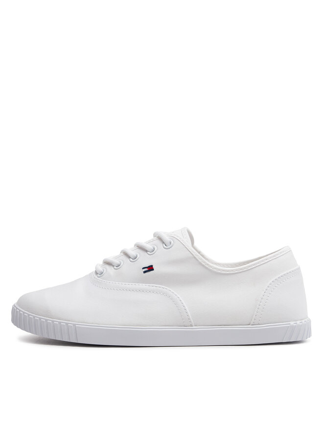Tommy Hilfiger Sneakers aus Stoff Tommy Hilfiger Canvas Lace Up Sneaker FW0FW07805 Weiß