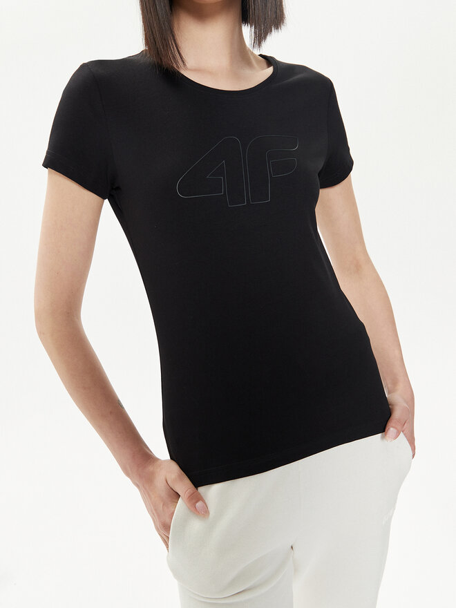 4F 4F Marškinėliai 4FWSS24TTSHF1163 Juoda Slim Fit
