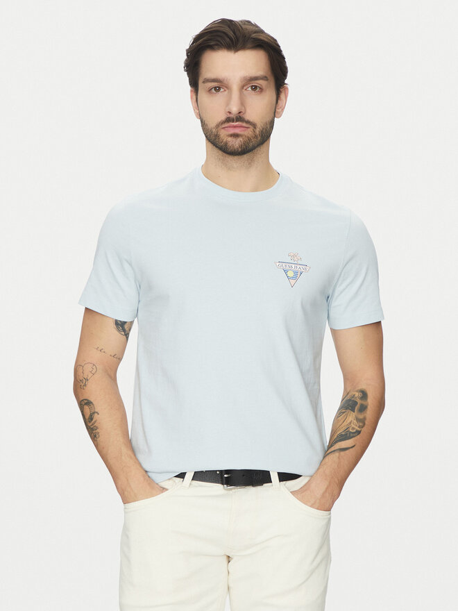 Guess Jeans Guess Jeans Marškinėliai M5GI55 K8FQ4 Žydra Regular Fit