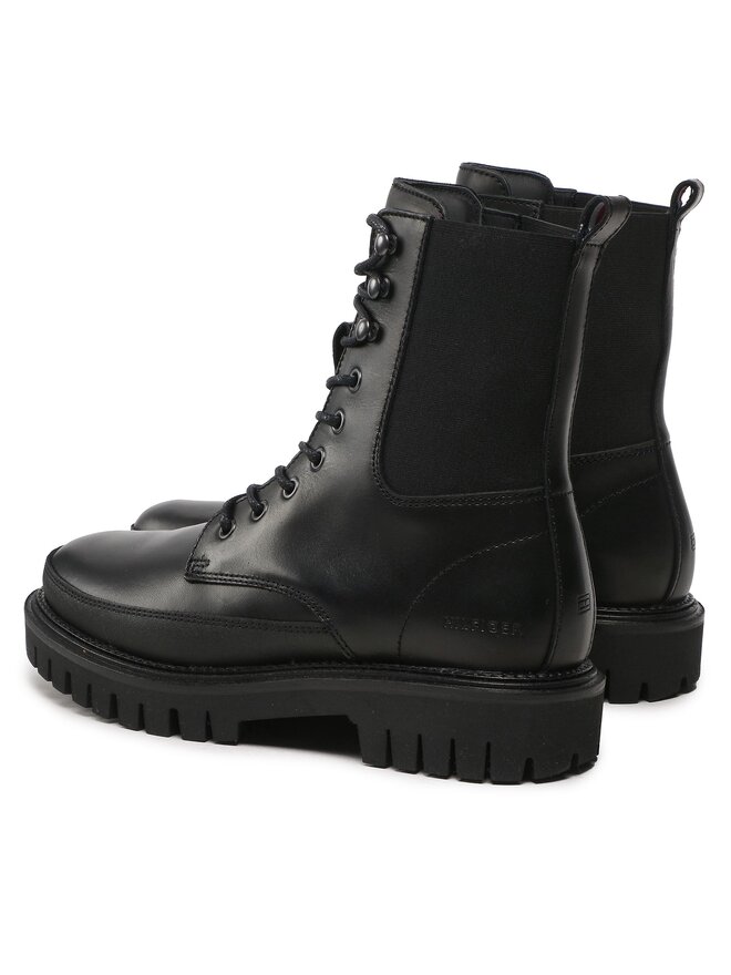 Tommy Hilfiger Schnürstiefeletten Tommy Hilfiger Premium Casual Chunky Lth Boot FM0FM04187 Schwarz