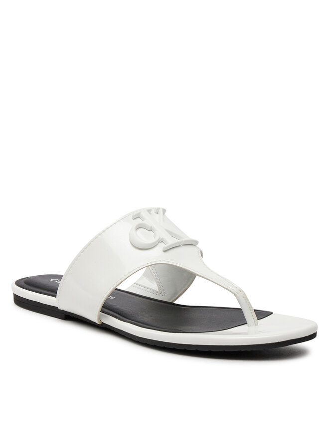 Calvin Klein Jeans Σαγιονάρες Calvin Klein Jeans Flat Sandal Slide Toepost Mg Met YW0YW01342 Λευκό