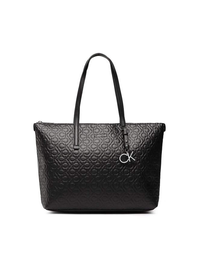 Calvin Klein Дамска чанта Calvin Klein Ck Must Shopper Mid Embossed Mono K60K610274 Черен