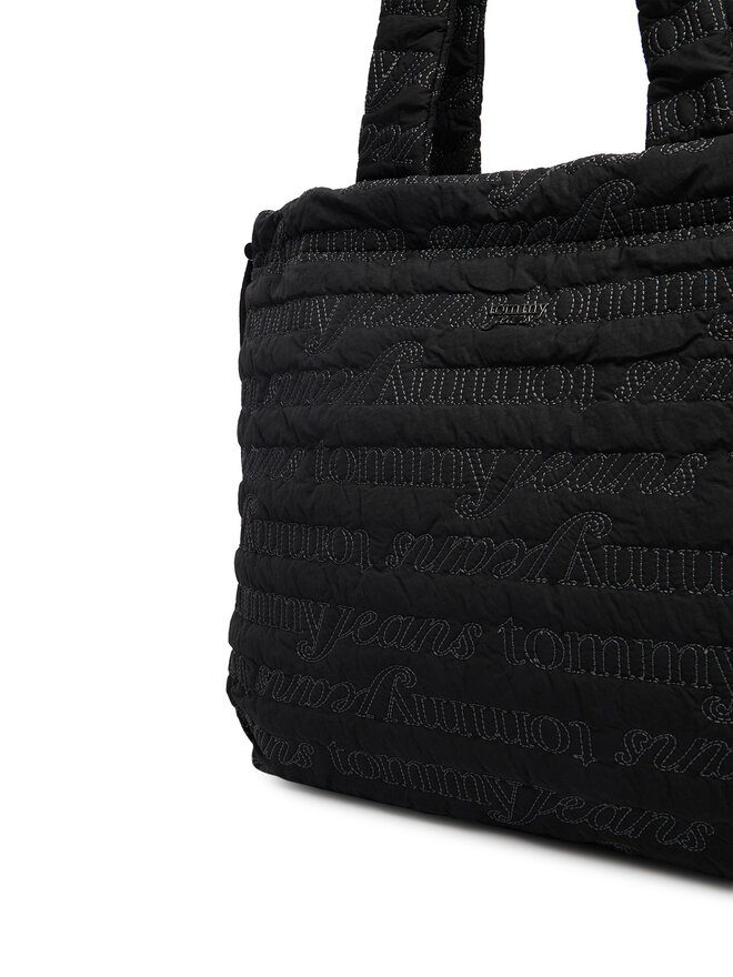 Tommy Jeans Handtasche Tommy Jeans Tjw Icon Nylon Tote Aop AW0AW18649 Schwarz