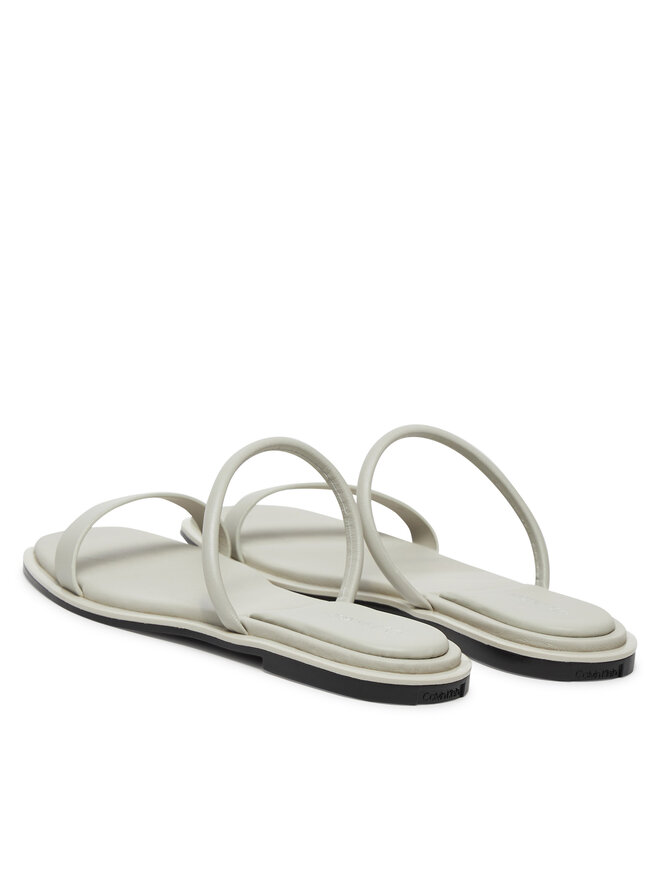 Calvin Klein Pantoletten Calvin Klein Flat Sandal Squared 2-Bar Lth HW0HW02532 Écru