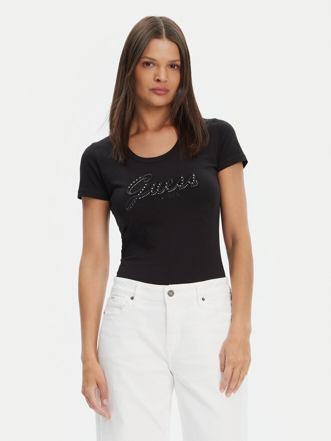 Guess Guess Marškinėliai W5YI46 J1314 Juoda Regular Fit
