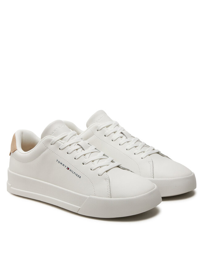 Tommy Hilfiger Sneakers Tommy Hilfiger Th Court Leather Grain Ess FM0FM05297 Écru