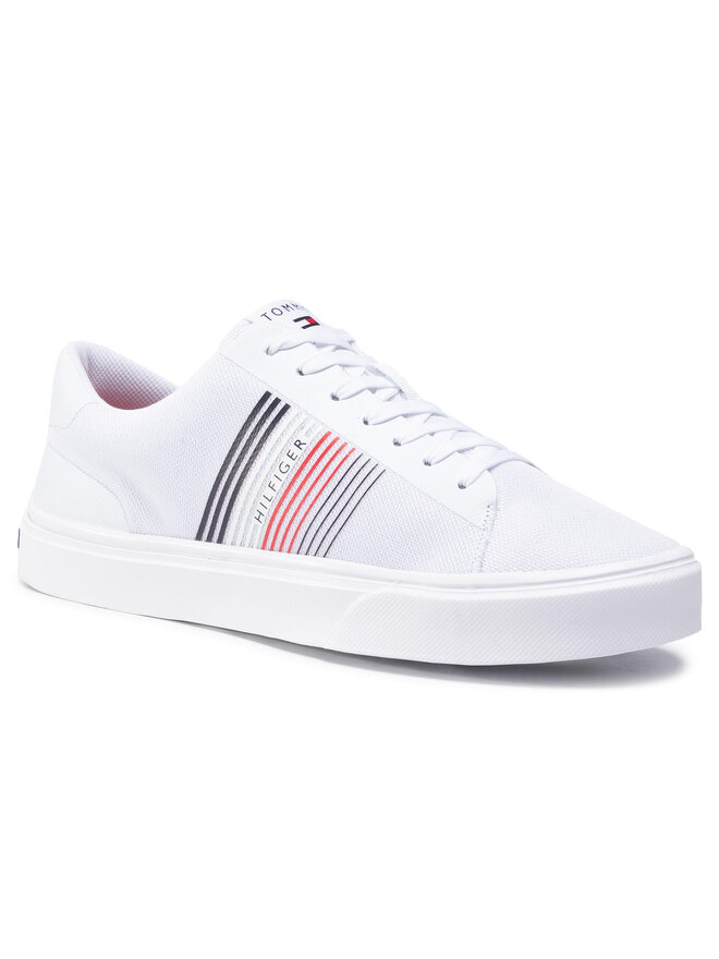 Tommy Hilfiger Sneakers aus Stoff Tommy Hilfiger Lightweight Stripes Knit Sneaker FM0FM02836 Weiß