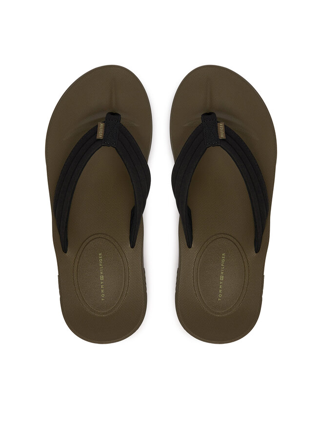 Tommy Hilfiger Zehentrenner Tommy Hilfiger Molded Hilfiger Lth Beach Sandal FM0FM05802 Schwarz