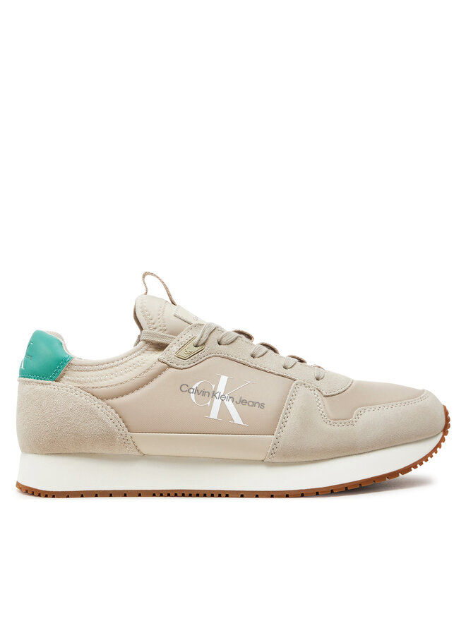 Calvin Klein Jeans Snīkeri Calvin Klein Jeans Runner Sock Laceup Ny-Lth YM0YM00553 Bēšs