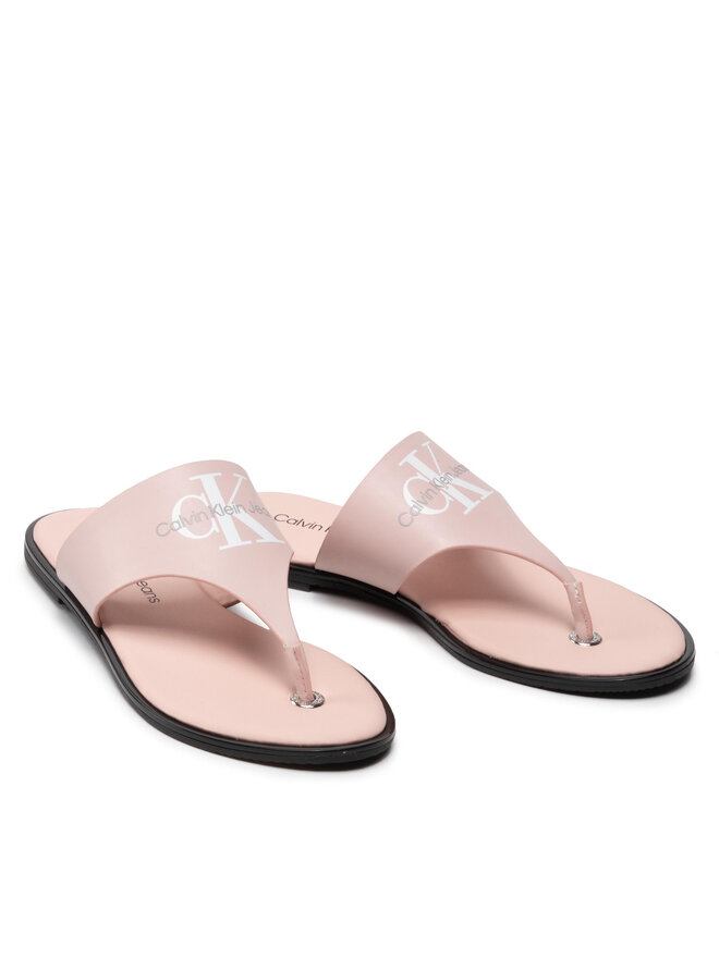 Calvin Klein Jeans Джапанки Calvin Klein Jeans Flat Sandal Toe Slide Lth YW0YW00538 Розов