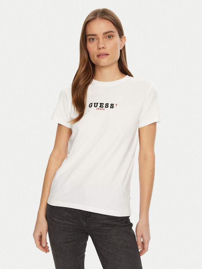 Guess Jeans Guess Jeans Marškinėliai W5RI54 J1314 Balta Regular Fit