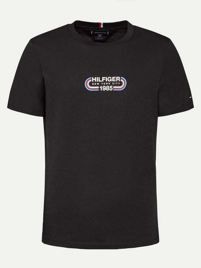 Tommy Hilfiger Tommy Hilfiger Majica Track Graphic MW0MW34429 Črna Regular Fit