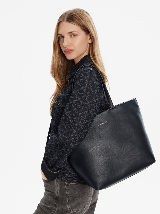 Tommy Hilfiger Táska Tommy Hilfiger Th Logotape Tote AW0AW17693 Sötétkék