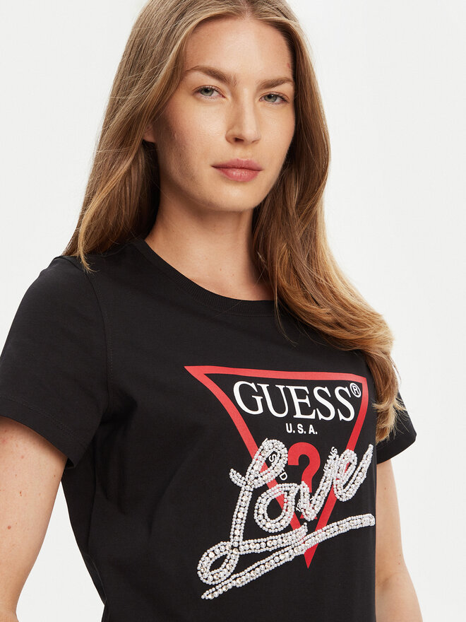 Guess Guess Marškinėliai W5YI40 I3Z14 Juoda Regular Fit