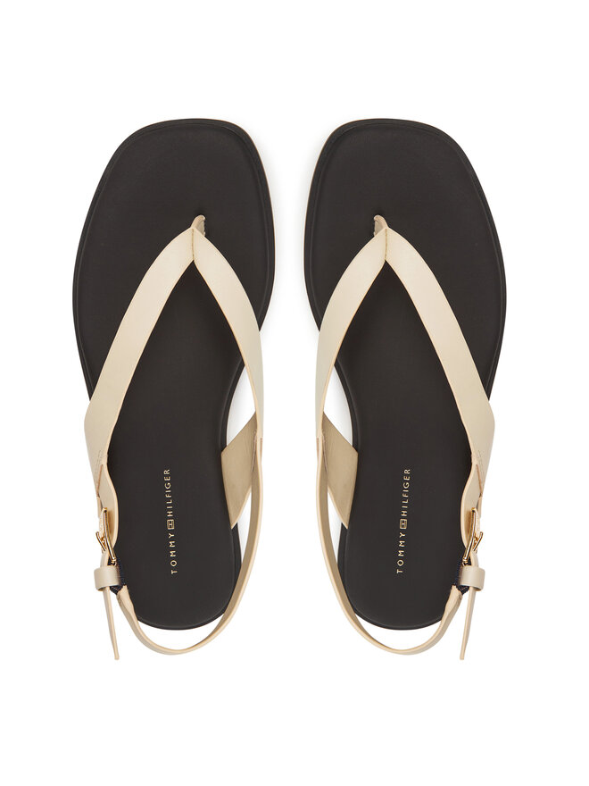 Tommy Hilfiger Sandały Tommy Hilfiger Color Block Thong Flat Sandal FW0FW08883 Écru
