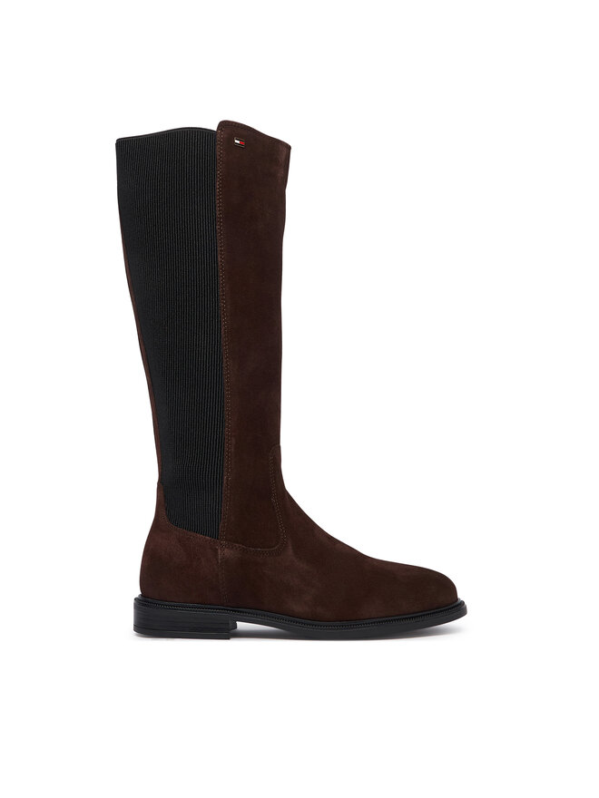 Tommy Hilfiger Stiefel Tommy Hilfiger Enamel Flag Suede High Chelsea FW0FW09574 Dunkelbraun