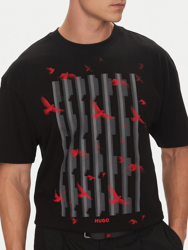 HUGO HUGO Póló Digraph 50542581 Fekete Oversize