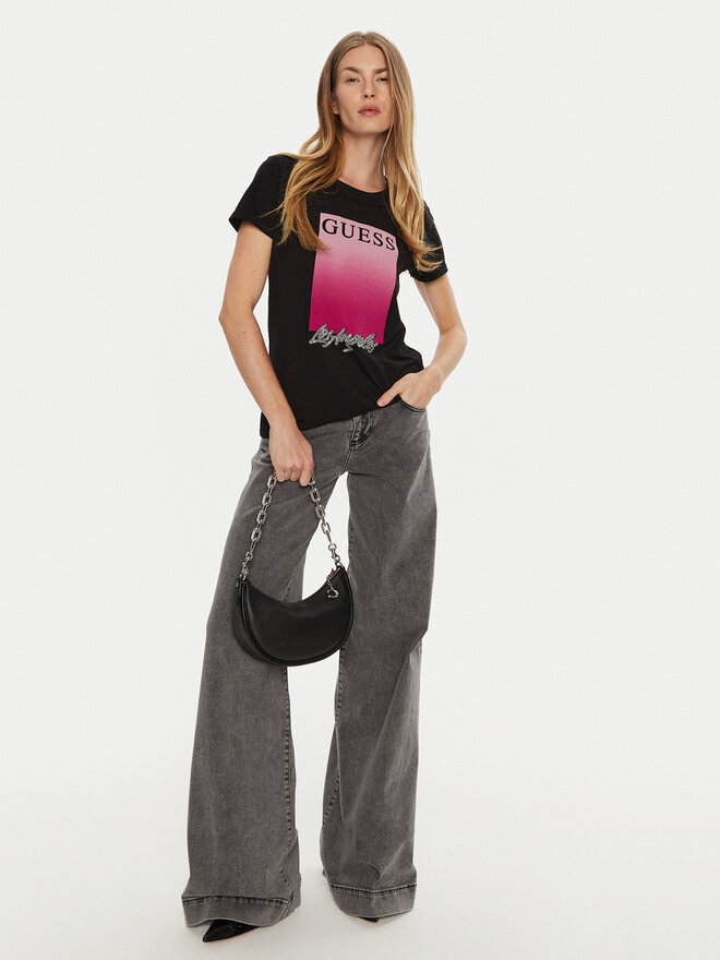 Guess Guess Marškinėliai W4BI30 JA914 Juoda Regular Fit