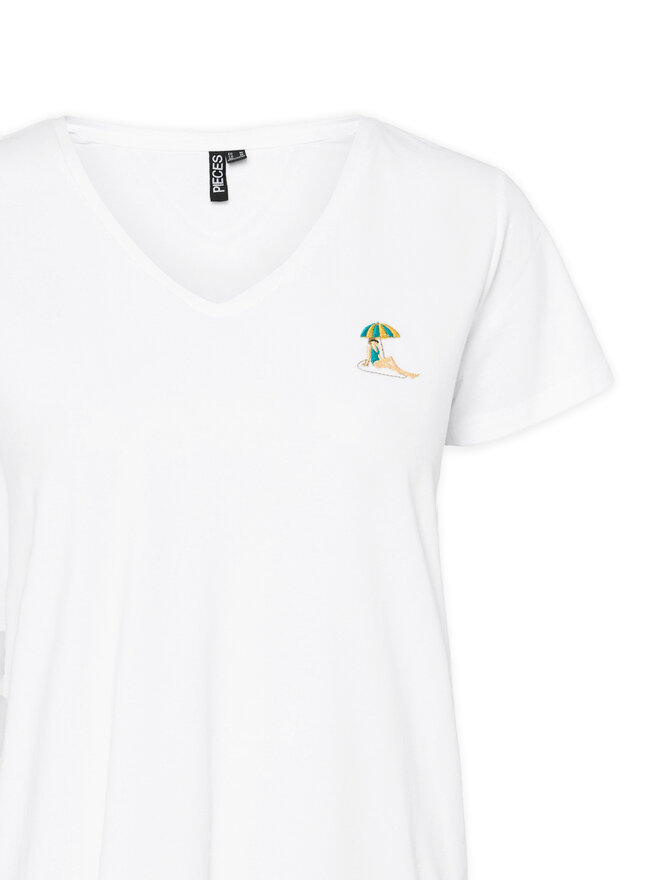 Pieces Pieces Camiseta Tilly 17157705 Blanco Regular Fit