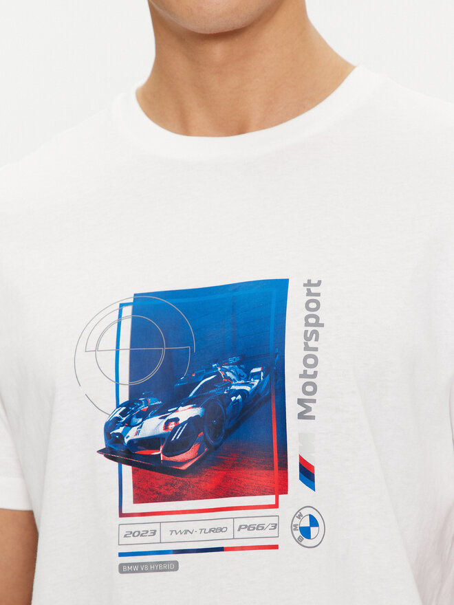 Puma Puma Marškinėliai BMW MMS Car Graphic 624158 Balta Regular Fit