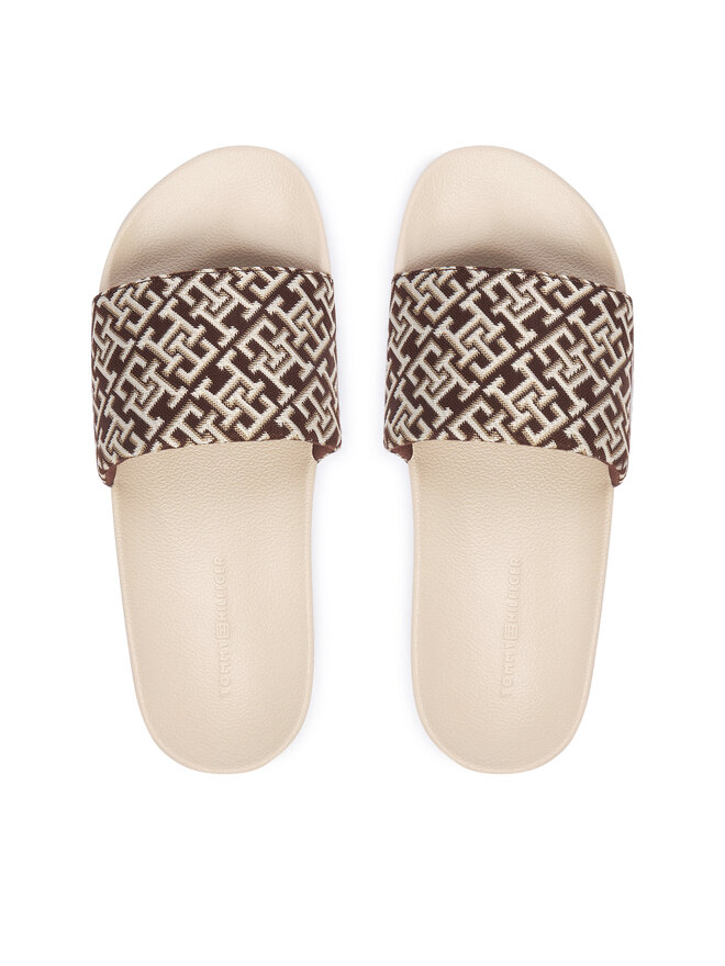 Tommy Hilfiger Pantoletten Tommy Hilfiger Monogram Pool Slide FW0FW09423 Braun