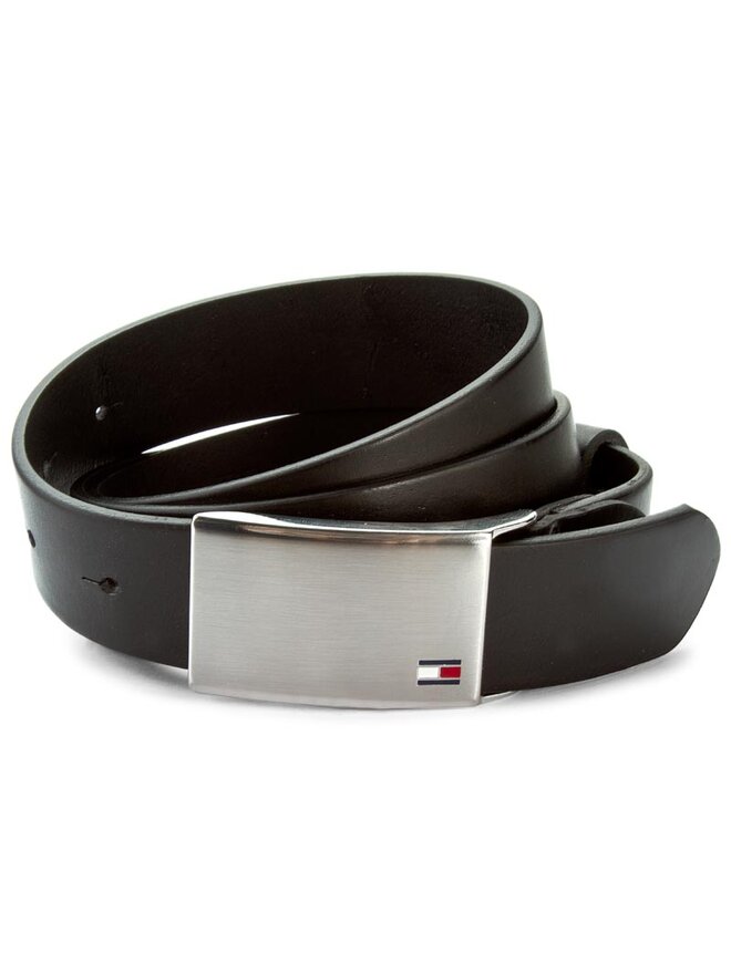 Tommy Hilfiger Pánský pásek Tommy Hilfiger Th Plaque Belt 3.5 Adj AM0AM01995 Černá