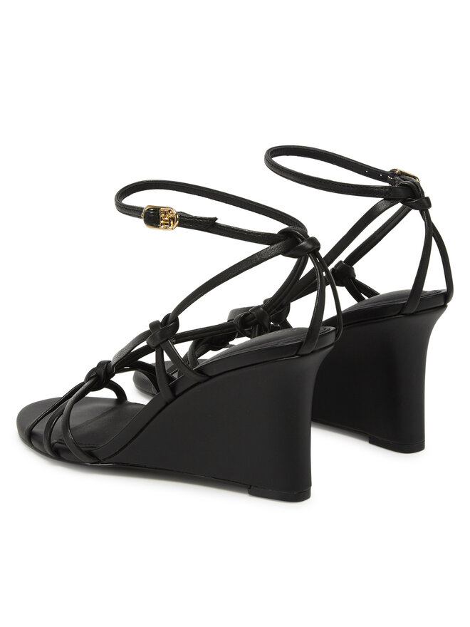 Tommy Hilfiger Sandały Tommy Hilfiger Leather Knots Wedge Sandal FW0FW08417 Czarny