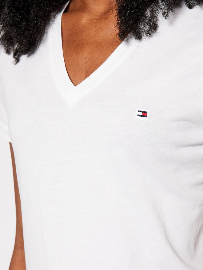 Tommy Hilfiger Tommy Hilfiger T-Shirt Heritage V-Neck Tee WW0WW24969 Λευκό Regular Fit
