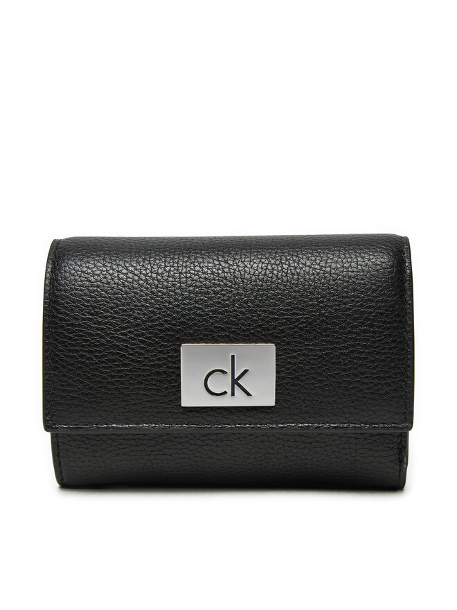 Calvin Klein Kis női pénztárca Calvin Klein Ck Plaque Small Trifold W/Zip K60K612834 Fekete