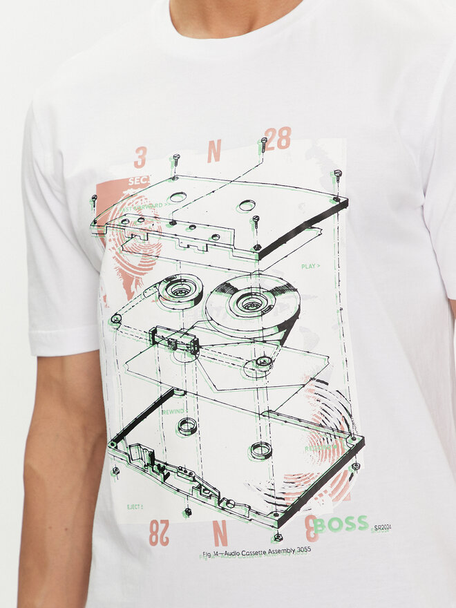 Tee Shirt Hugo Boss BOSS Hommes Te Cassette T-Shirt En Jersey De