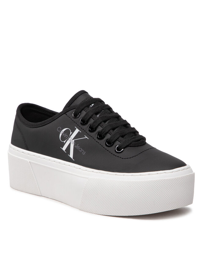 Calvin Klein Jeans Teniszcipő Calvin Klein Jeans Cupsole Flatform Laceup Low Txt YW0YW00766 Fekete
