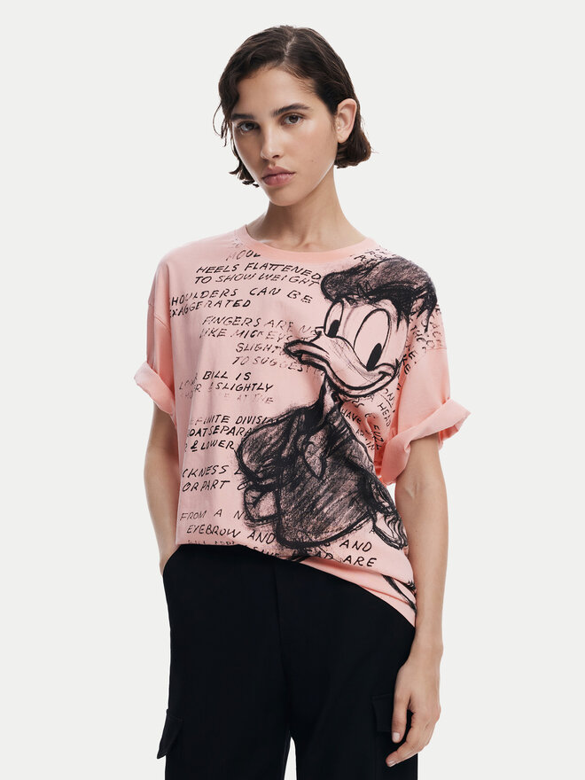 Desigual Desigual T-Shirt Donald 25SWTKAH Ροζ Loose Fit