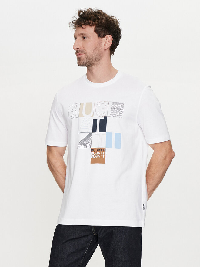 Bugatti Bugatti T-Shirt 8350 55045A Λευκό Regular Fit