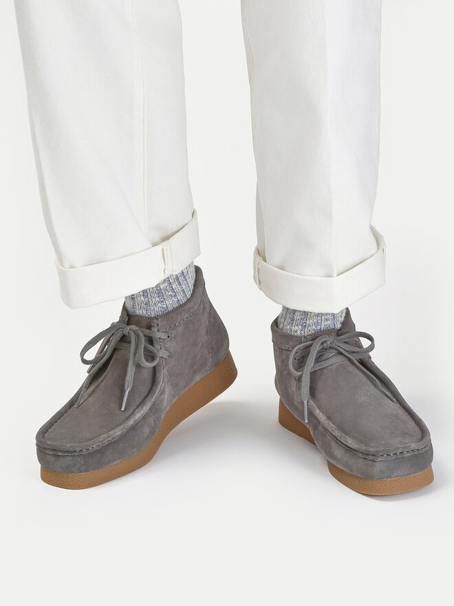 Botas Clarks Wallabee Boot Cloud Grey Suede Mujer Gris Shoes Botas