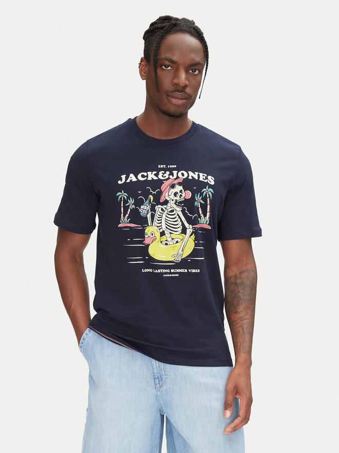 Jack&Jones Jack&Jones Marškinėliai Eljah 12268472 Tamsiai mėlyna Relaxed Fit
