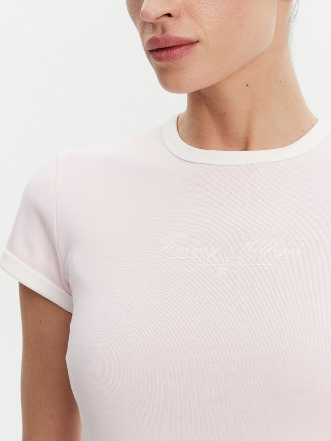 Tommy Hilfiger Tommy Hilfiger Marškinėliai WW0WW44581 Rožinė Slim Fit