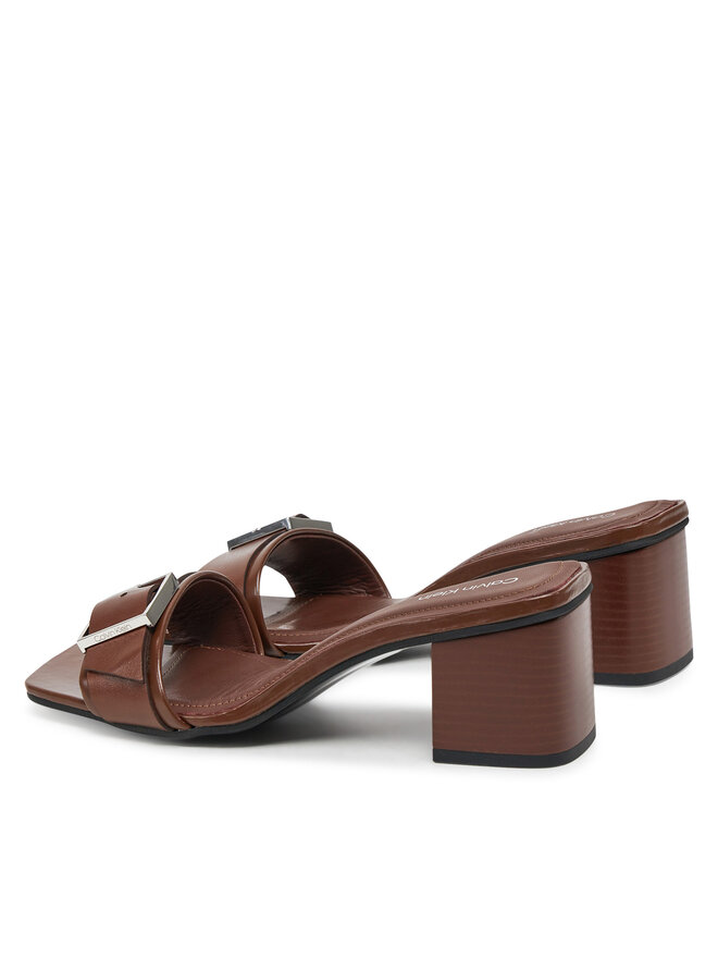 Calvin Klein Natikače Calvin Klein Heel Mule 50 W/Buckle - Lth HW0HW02478 Smeđa