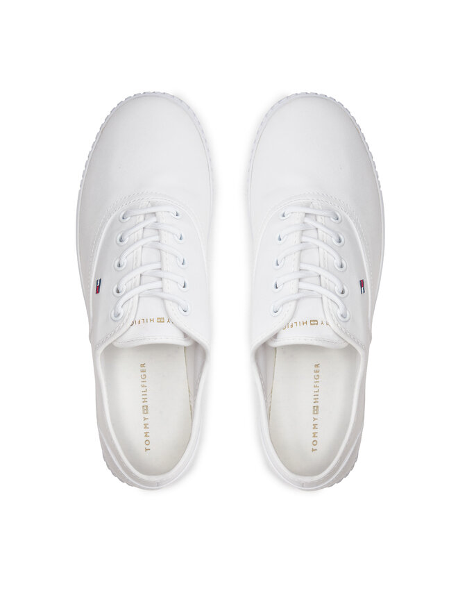 Tommy Hilfiger Sneakers aus Stoff Tommy Hilfiger Canvas Lace Up Sneaker FW0FW07805 Weiß