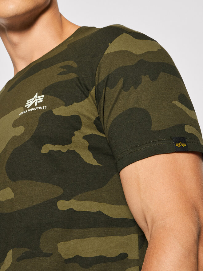Alpha Industries Alpha Industries Marškinėliai Basic T Small Logo Camo 188505C Žalia Regular Fit