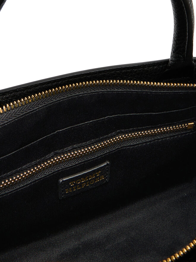 Tommy Hilfiger Handtasche Tommy Hilfiger American Icon Mini Tote Leather AW0AW17926 Schwarz