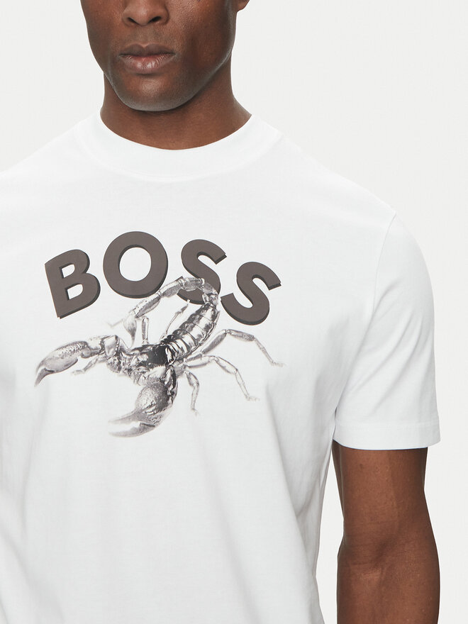 BOSS BOSS Marškinėliai Te_Bossfish 50539196 Balta Regular Fit