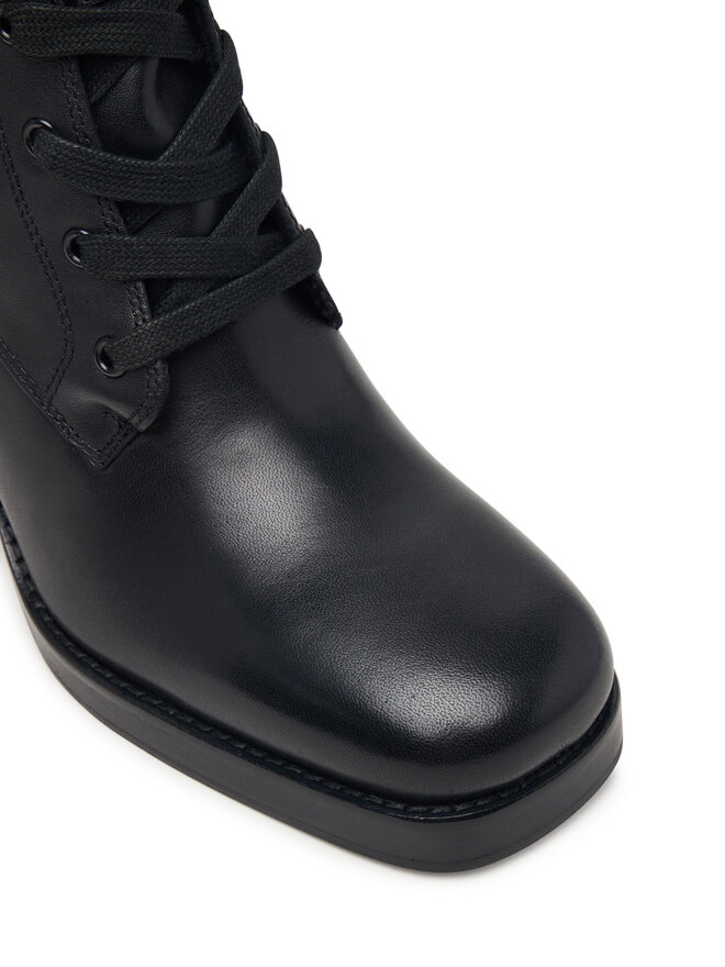 Tommy Hilfiger Schnürschuhe Tommy Hilfiger Ltr Square Toe Heel Lace-Up Boot FW0FW09554 Schwarz