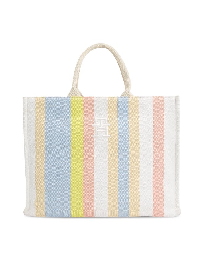 Handtasche Tommy Hilfiger Th Beach Tote Stripes AW0AW16411 Beige 