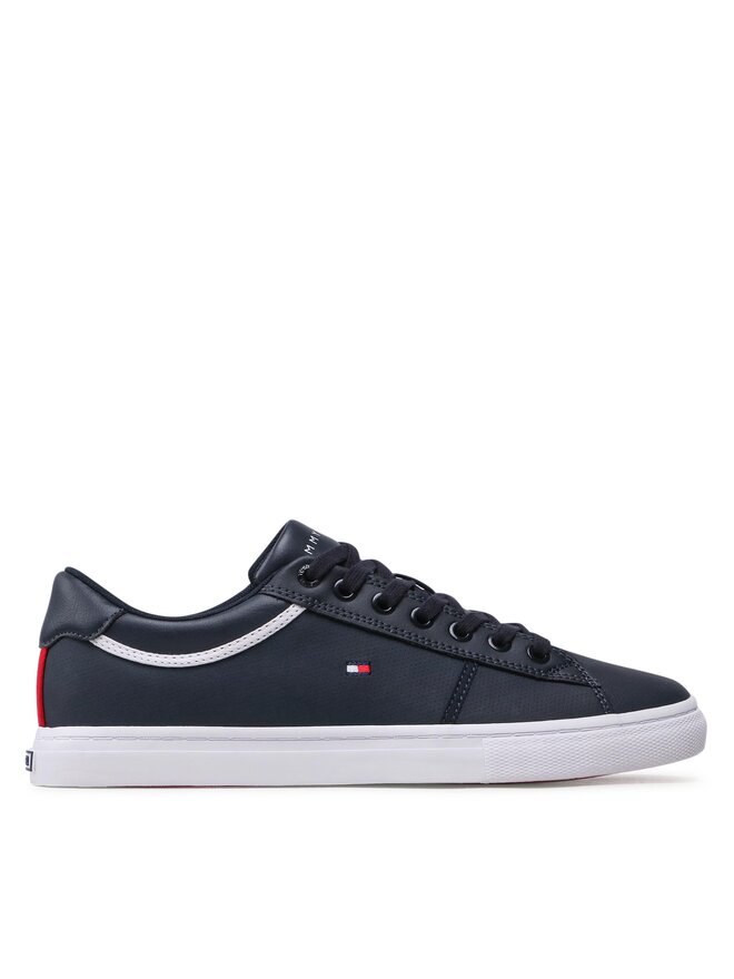 Tommy Hilfiger Sneakersy Tommy Hilfiger Iconic Leather Vulc Punched FM0FM04166 Tmavomodrá
